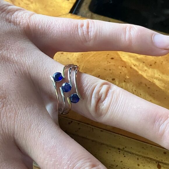 Masoala Sapphire Sterling Silver Ring Size 8.75 - Picture 3 of 8